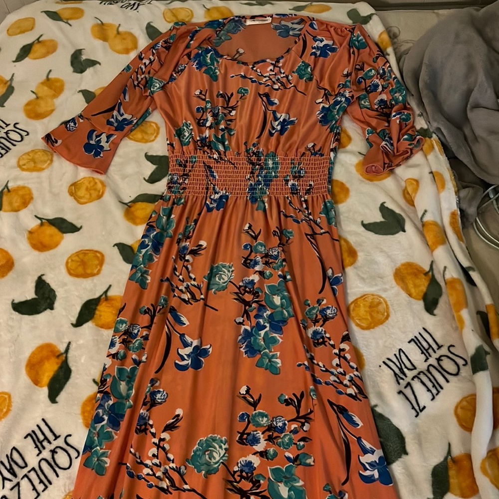 Peachy Orange Spring Maxi Dress. Only worn 1 time.